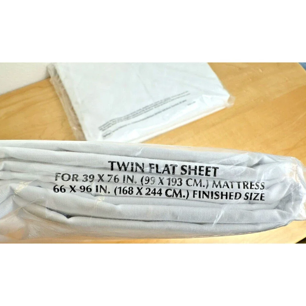 NOS Vintage Springmaid Twin Sheet Set White Percale Made in USA Flat & Fitted